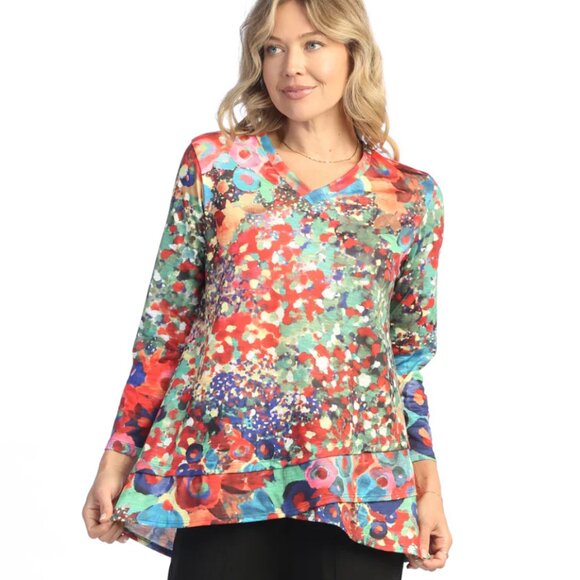Jess and Jane Potpourri Floral Print Top Tulip Hem USA Boho Artsy Women's Small - Picture 8 of 8